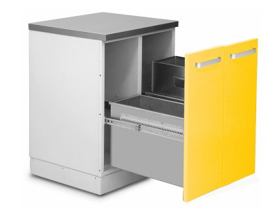 Шкаф медицинский нижний для медицинских отходов ( с 2 выдвижными секциями)